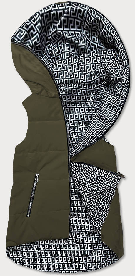 Oboustranná dámská vesta v khaki barvě (R8006) odcienie zieleni 48