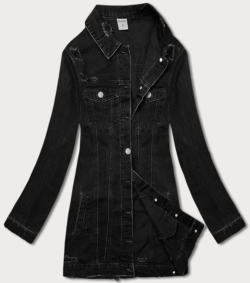 Černá dámská džínová bunda s protrženími (POP5910-K) odcienie niebieskiego S (36)