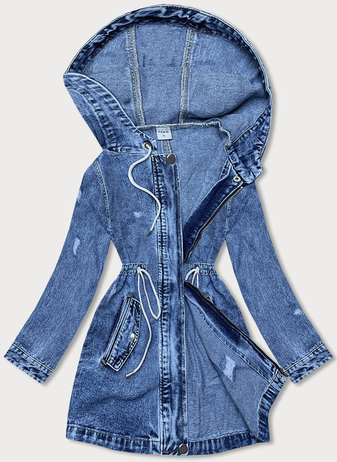 Volná dámská džínová bunda ve světle modré denimové barvě (POP7120-K) odcienie niebieskiego XL (42)
