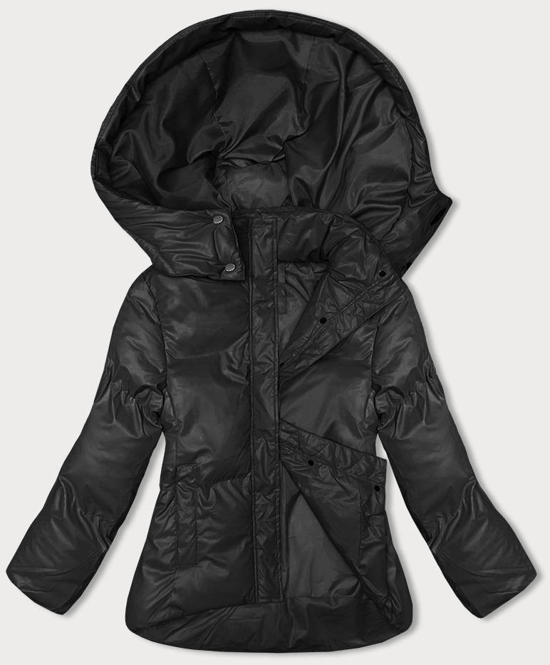 Volná černá dámská zimní bunda (5M3185-392) odcienie czerni XL (42)