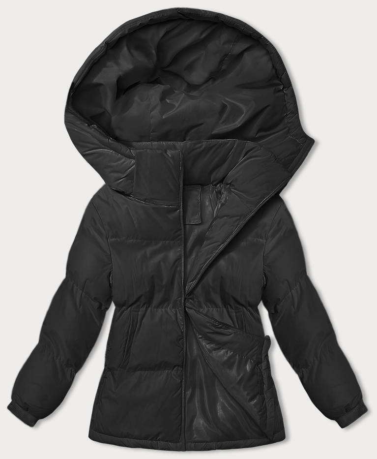 Černá dámská zimní bunda s kapucí (5M3169-392) odcienie czerni XL (42)