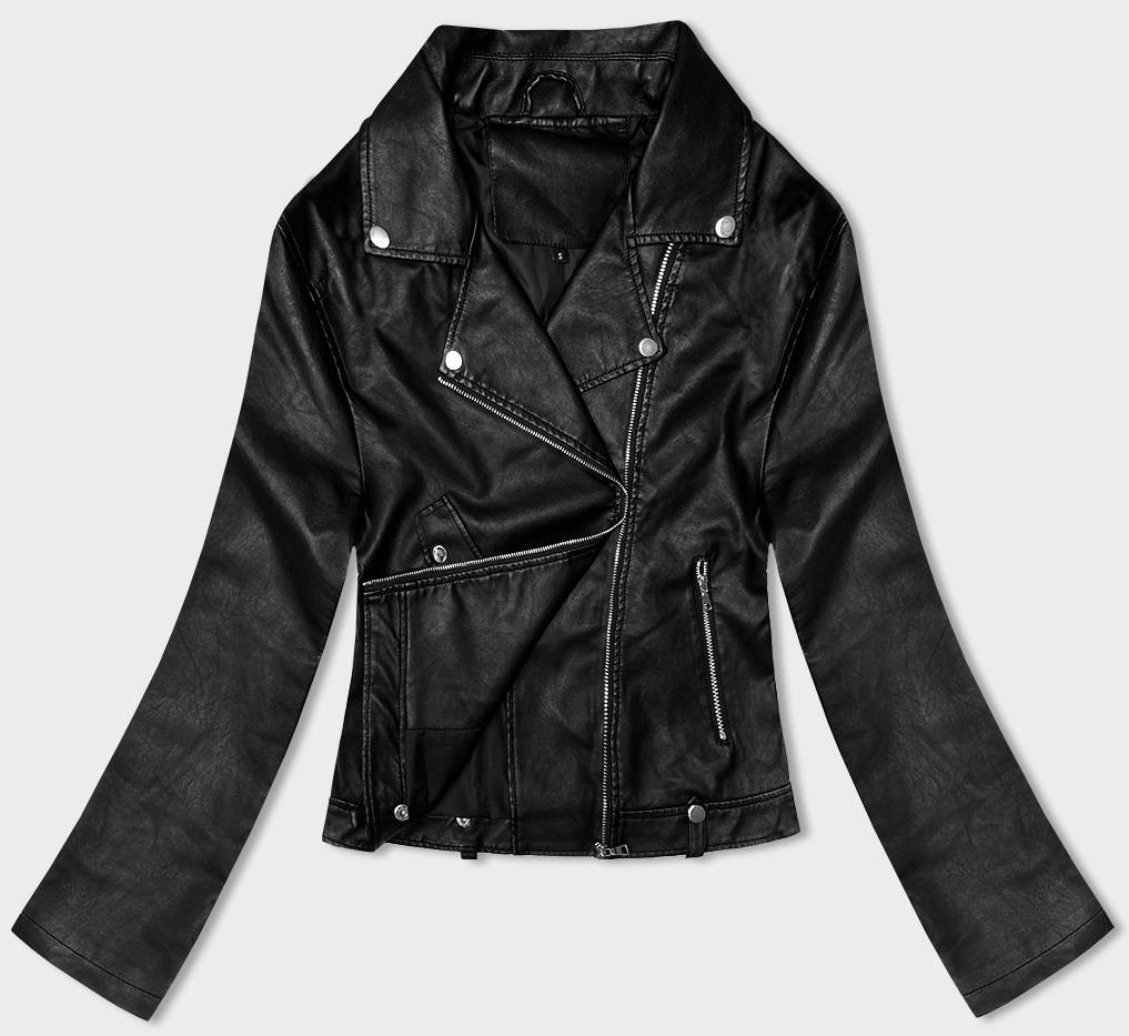Klasická černá dámská bunda ramoneska (11Z8060) odcienie czerni L (40)