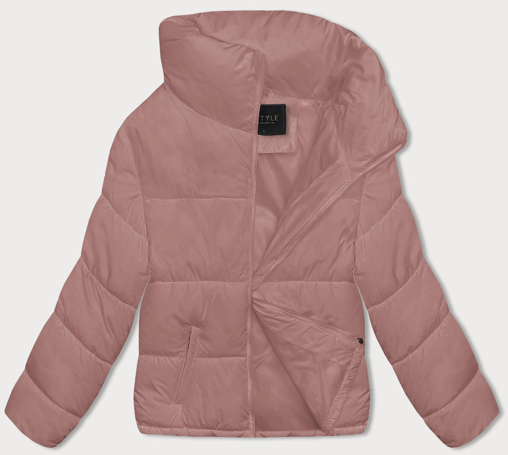 Růžová dámská zimní bunda se stojáčkem (16M9107-46) odcienie różu M (38)