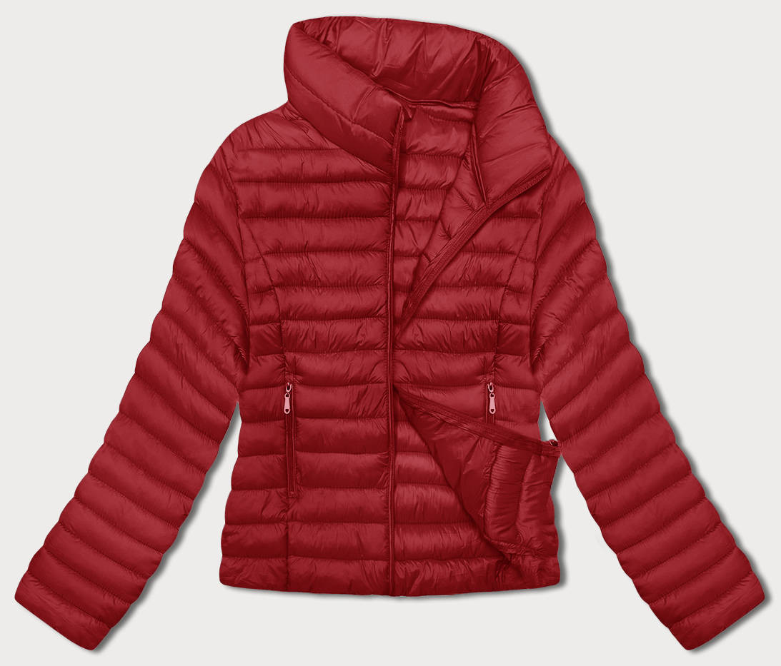 Červená prošívaná dámská bunda se stojáčkem (16M9111-270) odcienie czerwieni L (40)