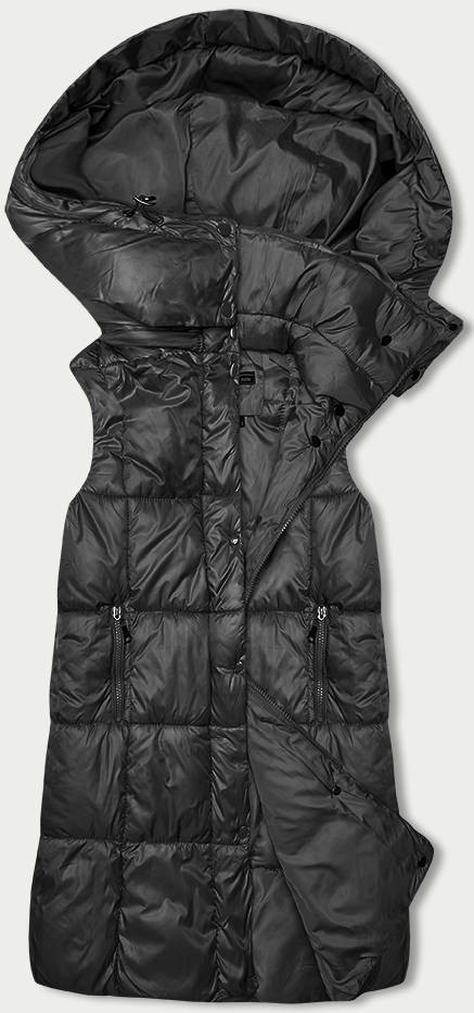 Jednoduchá černá dámská vesta s kapucí (YP-22072-1) odcienie czerni M (38)