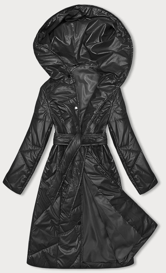 Černá prošívaná bunda na patentky (B8179-1) odcienie czerni XXL (44)