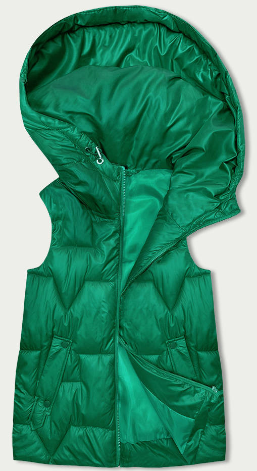 Zelená dámská vesta s kapucí (B8171-82) odcienie zieleni XL (42)