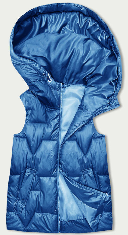 Světle modrá dámská vesta s kapucí (B8171-13) odcienie niebieskiego S (36)