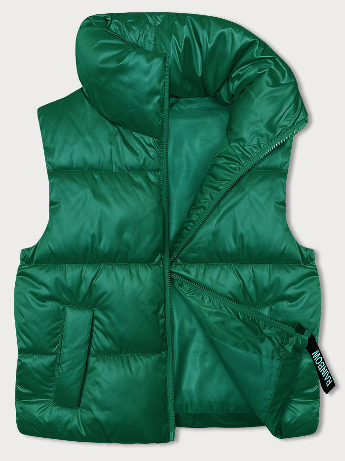 Krátká zelená dámská vesta se stojáčkem (B8158-82) odcienie zieleni XL (42)