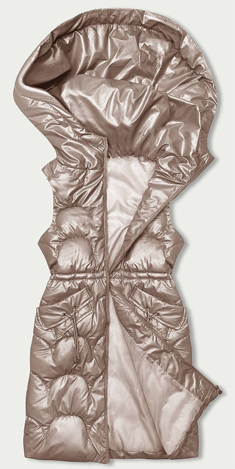 Bledě růžová vypasovaná vesta s kapucí (B8172-51) odcienie różu S (36)