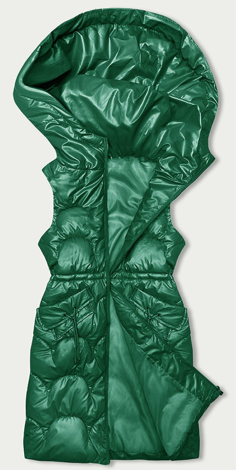 Zelená vypasovaná vesta s kapucí (B8172-82) odcienie zieleni L (40)
