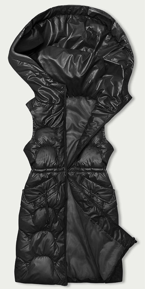 Černá vypasovaná vesta s kapucí (B8173-1) odcienie czerni 50