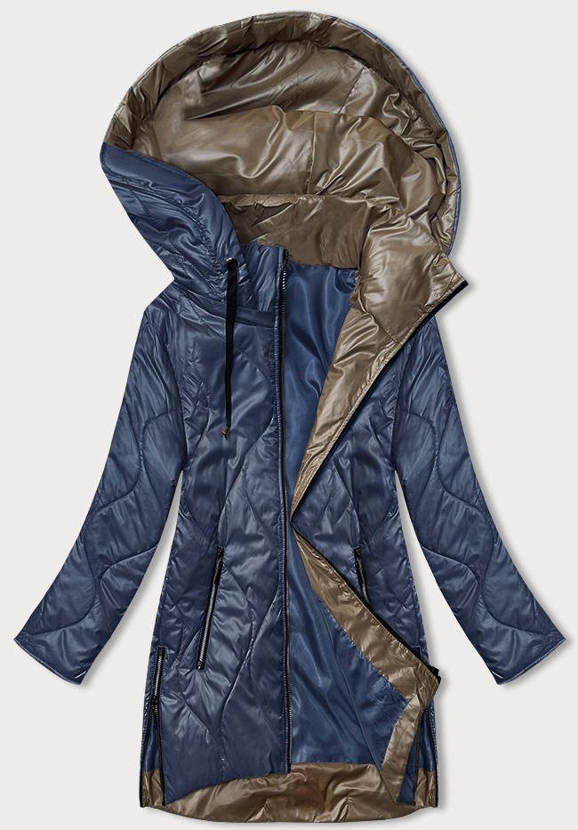 Modrá dámská bunda s odepínací kapucí (B8218-72) odcienie niebieskiego 52