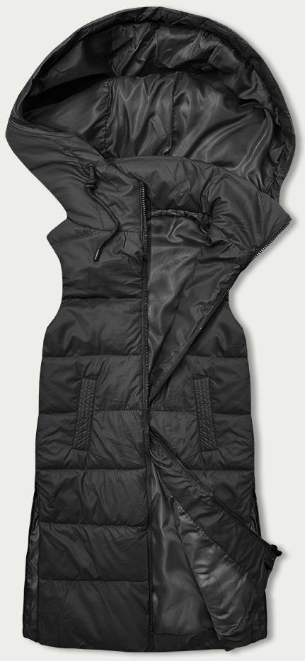 Černá dámská vesta s kapucí (B8212-1) odcienie czerni S (36)