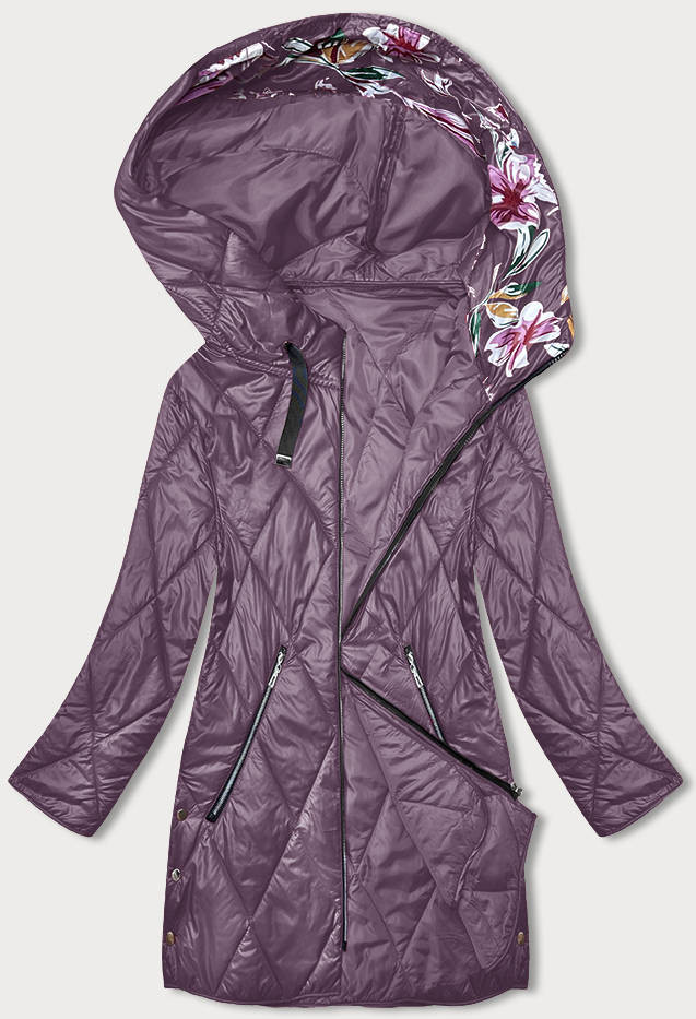 Fialová dámská bunda s ozdobnou kapucí (B8215-71) odcienie fioletu 48
