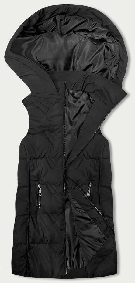 Černá dámská vesta s kapucí (B8175-1) odcienie czerni L (40)