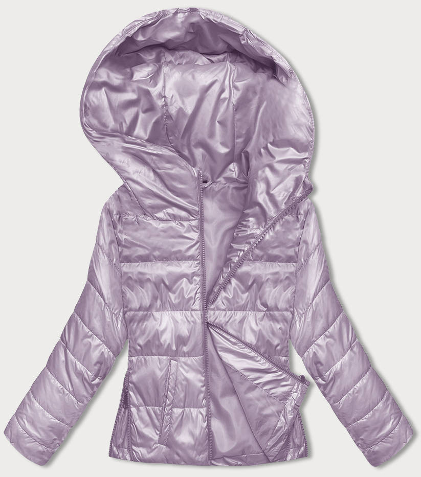 Krátká dámská bunda ve vřesové barvě s kapucí (B8187-51) odcienie fioletu XXL (44)