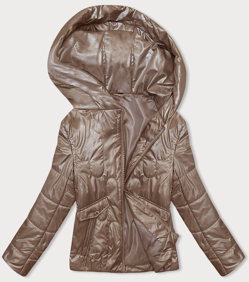 Krátká dámská prošívaná bunda v karamelové barvě (B8185-101) odcienie brązu S (36)