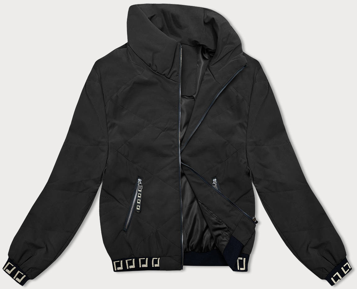 Krátká černá dámská bunda se stojáčkem (5M3161) odcienie czerni L (40)