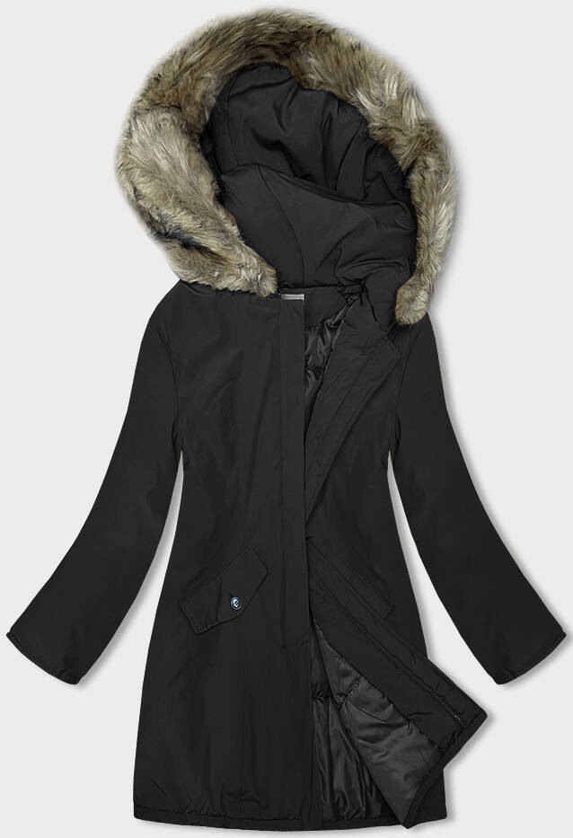 Černá dámská zimní bunda (M-R45) odcienie czerni L (40)