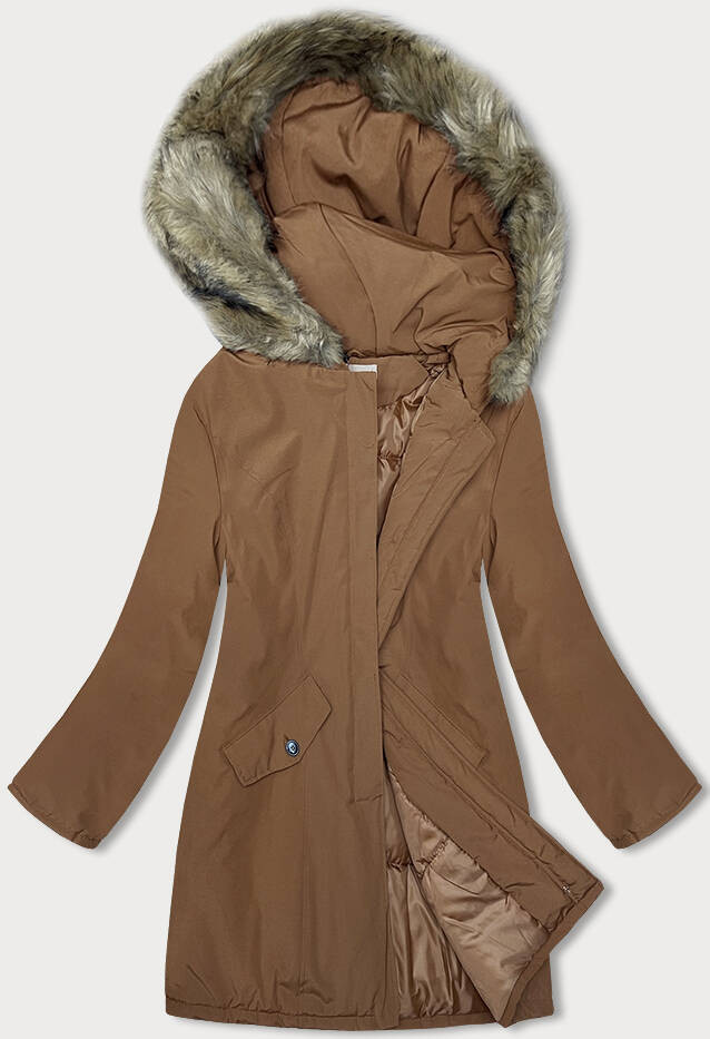 Dámská zimní bunda v karamelové barvě (M-R45) odcienie brązu M (38)