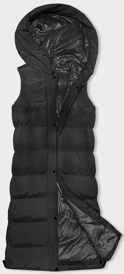 Hrubší černá dámská vesta (23-008) odcienie czerni S (36)