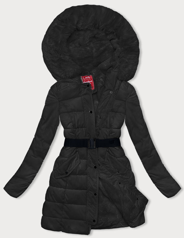 Černá péřová dámská zimní bunda (2M-007) odcienie czerni XXL (44)