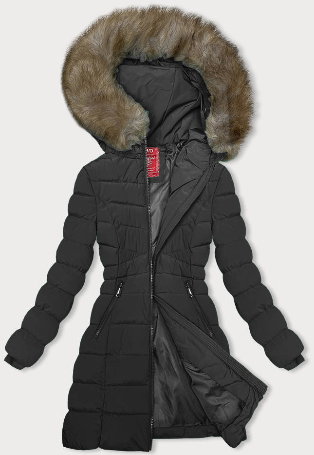 Černá péřová dámská zimní bunda (LHD-23032) odcienie czerni L (40)