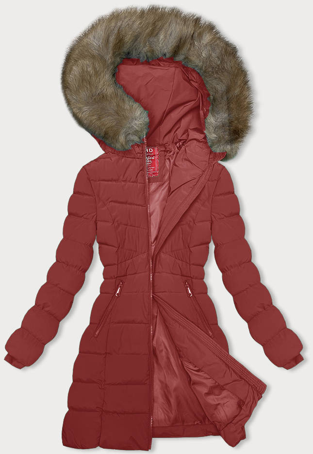 Tmavě červená péřová dámská zimní bunda (LHD-23032) odcienie czerwieni XXL (44)
