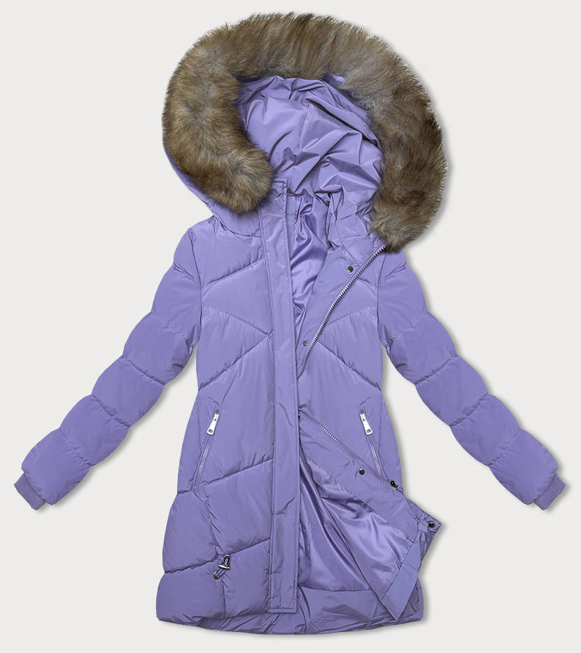 Fialová zimní bunda s kapucí (LHD-23015) odcienie fioletu S (36)