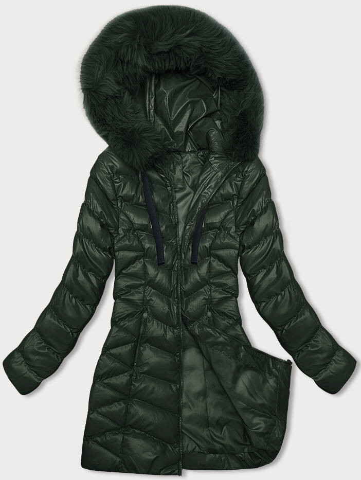 Tmavě zelená dámská zimní bunda (5M3139-238) odcienie zieleni XL (42)