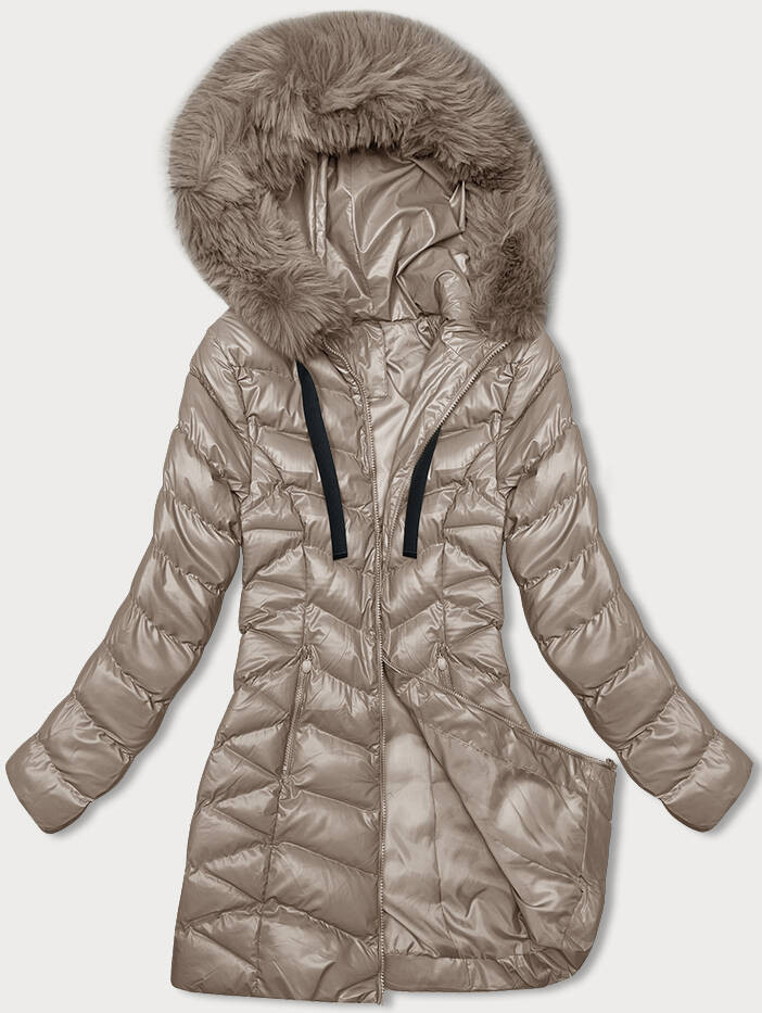 Béžová dámská zimní bunda (5M3139-62) odcienie beżu L (40)