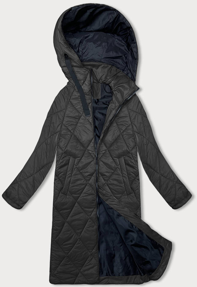 Dlouhá černá dámská bunda s kapucí (5M3171-392) odcienie czerni S (36)