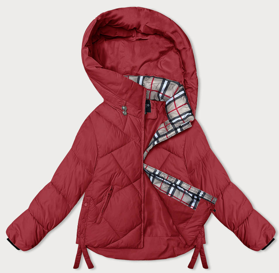 Červená dámská zimní bunda s ozdobným lemováním (3021) odcienie czerwieni XL (42)
