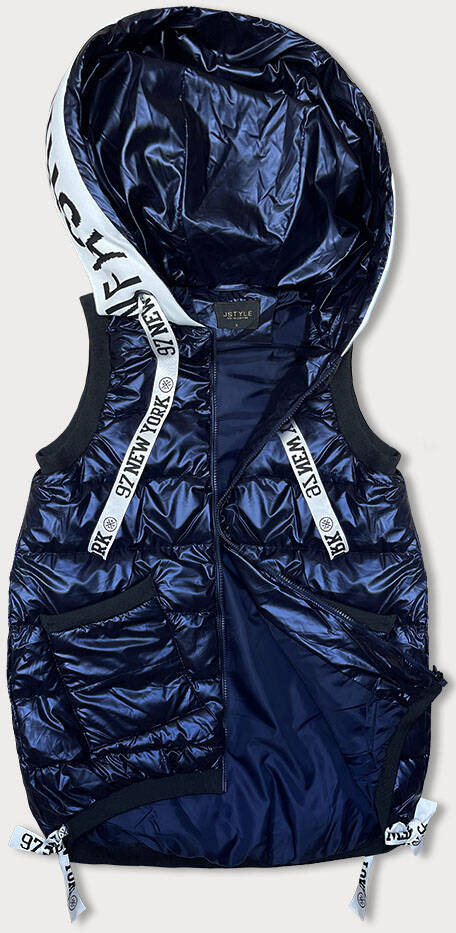 Tmavě modrá dámská vesta se stahovacími lemy (16M9115-215) odcienie niebieskiego XL (42)