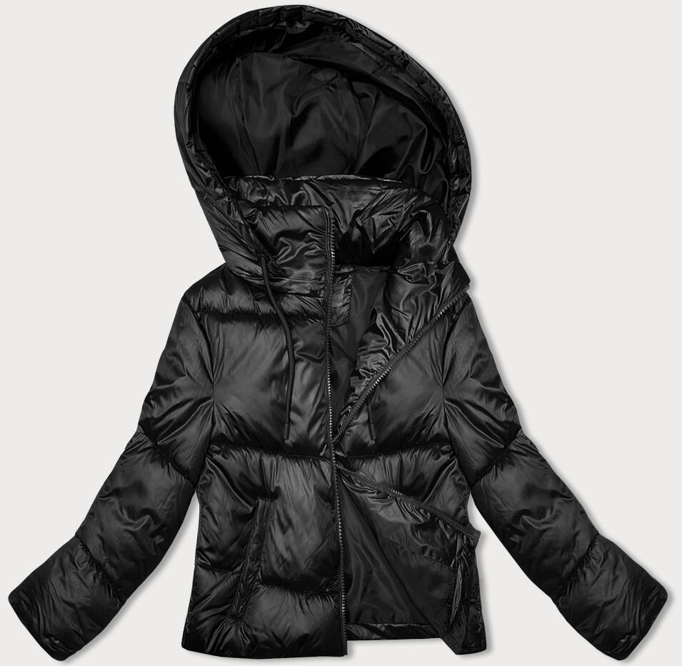 Krátká černá péřová zimní bunda (B8193-1) odcienie czerni L (40)