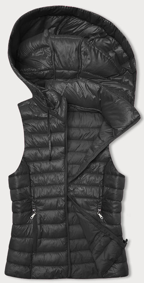 Prošívaná vesta v grafitové barvě s kapucí (16M9138-105) odcienie szarości S (36)
