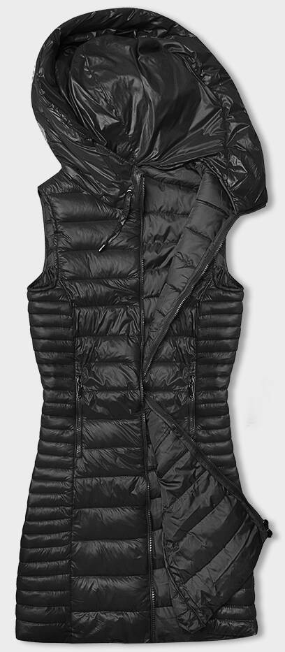 Černá prošívaná vesta s kapucí (16M9113-392) odcienie czerni M (38)