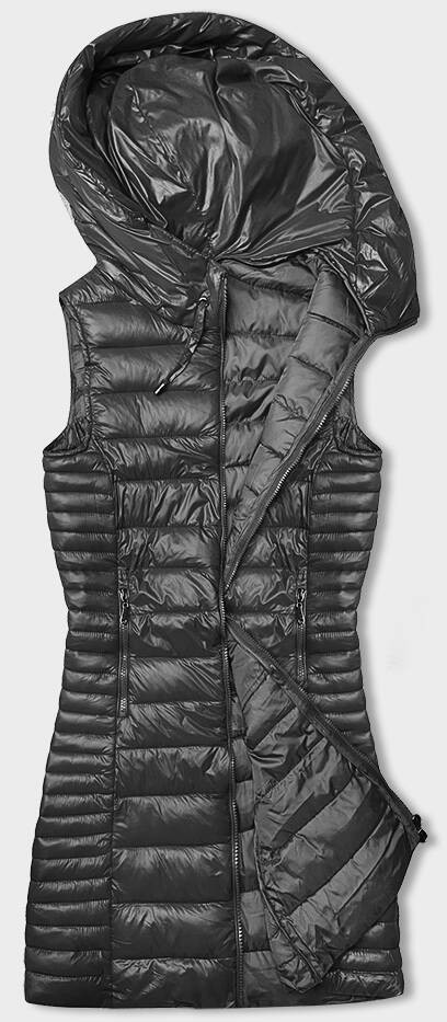 Prošívaná vesta v grafitové barvě s kapucí (16M9113-105) odcienie szarości S (36)