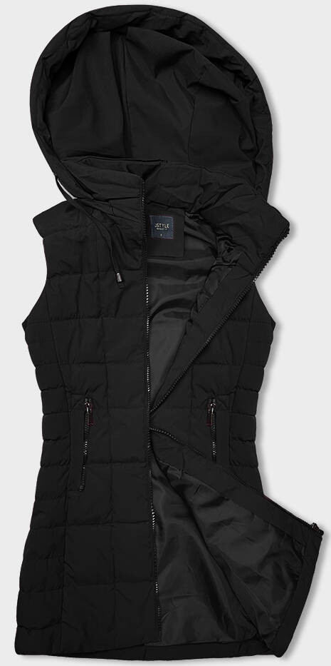 Černá dámská vesta s kapucí (16M9096-392) odcienie czerni L (40)
