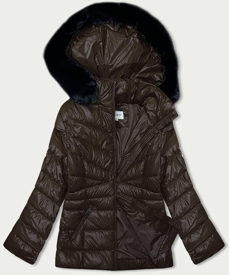 Hnědá prošívaná dámská zimní bunda (V776G) odcienie brązu L (40)