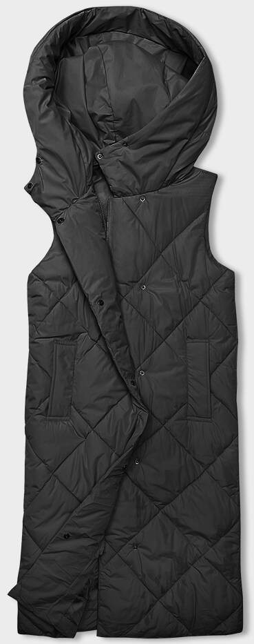 Dlouhá černá dámská oversize vesta (5M3165-392) odcienie czerni XL (42)
