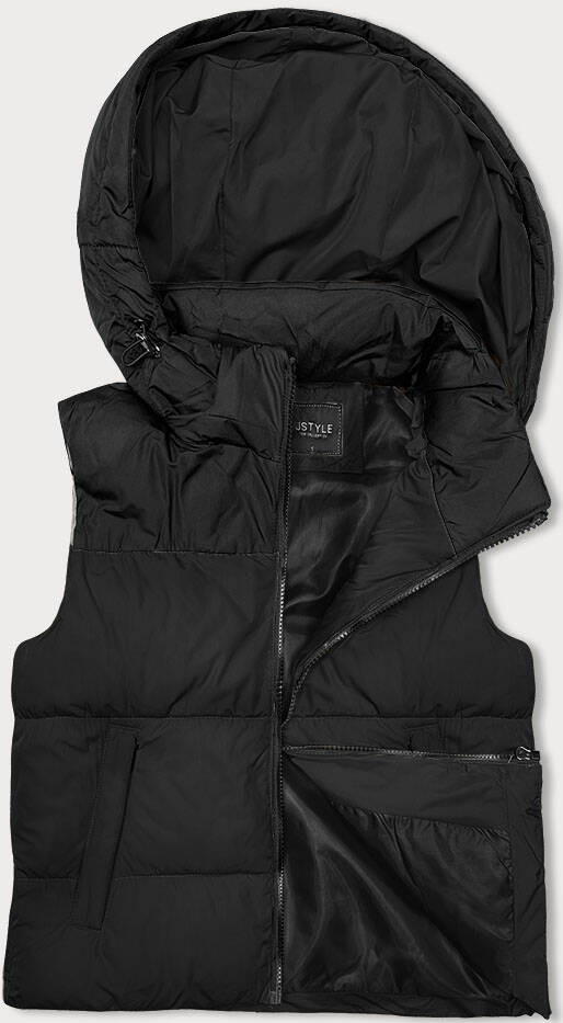 Černá krátká dámská vesta J.STYLE s kapucí (16M9112-392) odcienie czerni L (40)