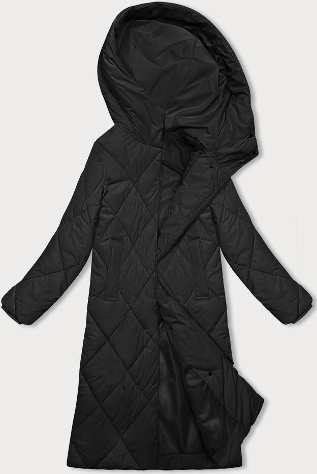 Černá dlouhá zimní bunda s kapucí J.Style (5M3173-392) odcienie czerni XL (42)
