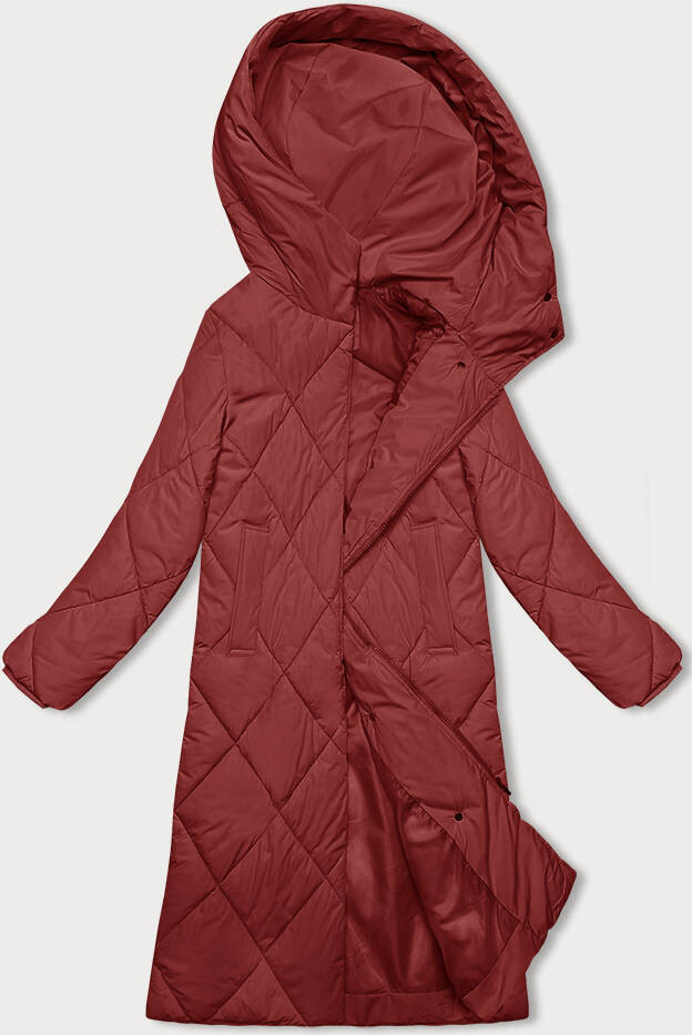 Červená dlouhá zimní bunda s kapucí J.Style (5M3173-270) odcienie czerwieni M (38)