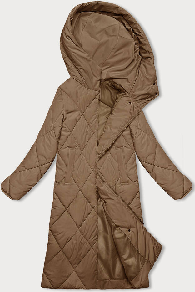 Tmavě béžová dlouhá zimní bunda s kapucí J.Style (5M3173-84) odcienie beżu M (38)