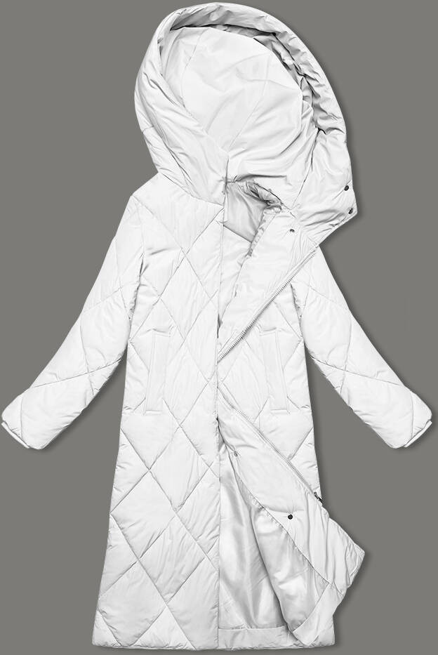 Bílá dlouhá zimní bunda s kapucí J.Style (5M3173-281) odcienie bieli S (36)