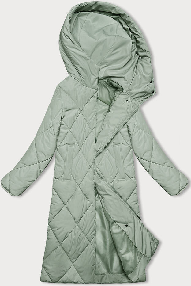 Dlouhá zimní bunda J.Style v pistáciové barvě s kapucí (5M3173-236) odcienie zieleni S (36)
