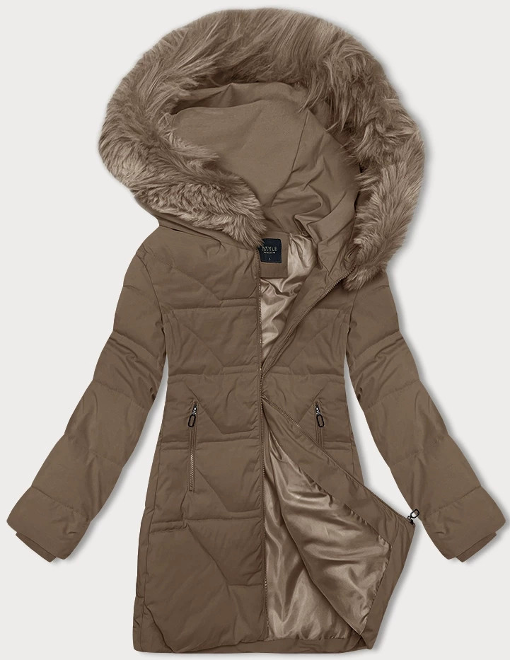 Béžová dámská zimní bunda J Style s kapucí (16M9099-62) odcienie beżu S (36)