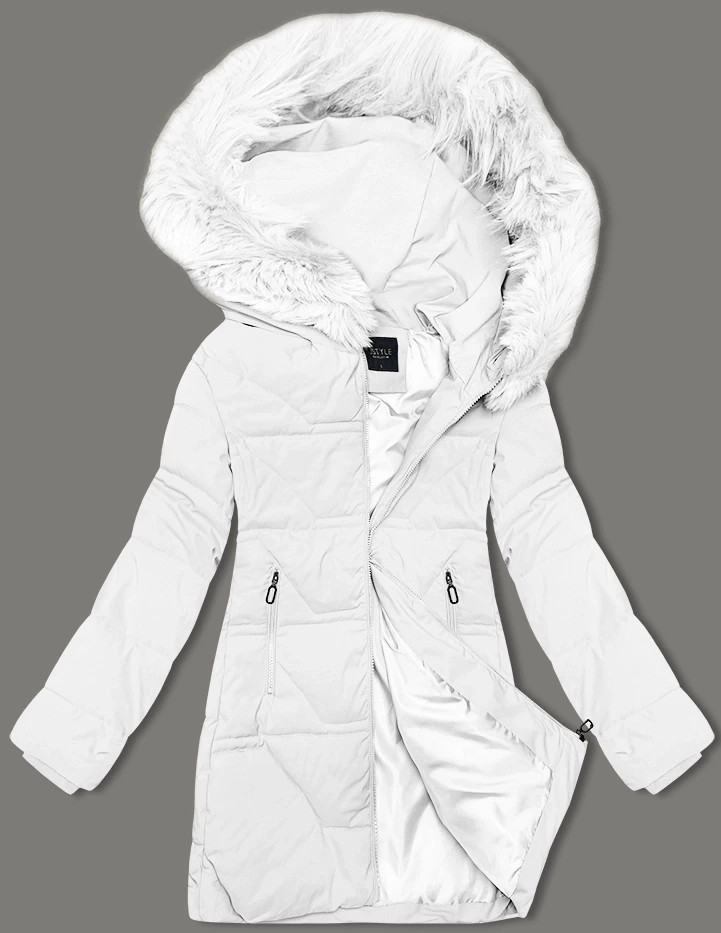 Bílá dámská zimní bunda J Style s kapucí (16M9099-281) odcienie bieli XL (42)